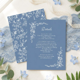 Elegant French Blue Vintage Floral Wedding Begleitkarte