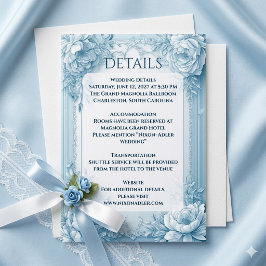 Elegant French Blue White Floral Shabby Chic Decor Begleitkarte