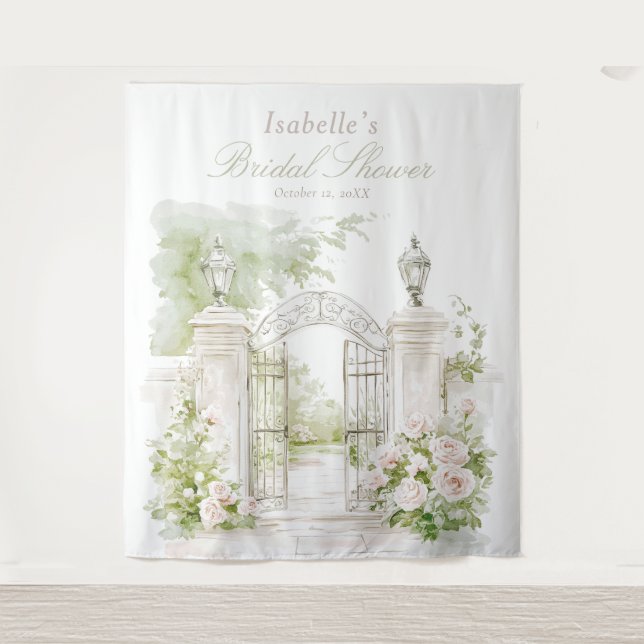 Elegant French Chateau Pastel Bridal Garden  Wandteppich (Vorderseite)
