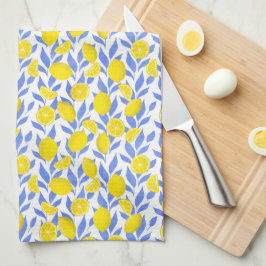 Elegant French Country Lemon Blue Botanical Geschirrtuch