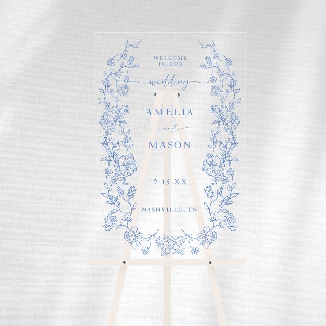 Elegant French Dusty Blue Vintag Acrylschild (Elegant French Dusty Blue Vintage Acrylic Sign)