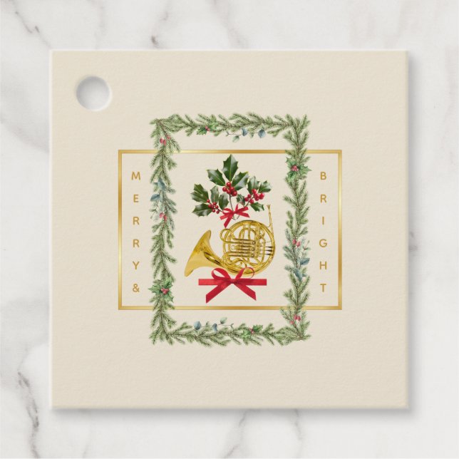 Elegant French Horn Christmas Irish Cream Geschenkanhänger (Vorderseite)