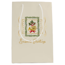 Elegant French Horn Christmas Irish Cream Gift Bag Mittlere Geschenktüte