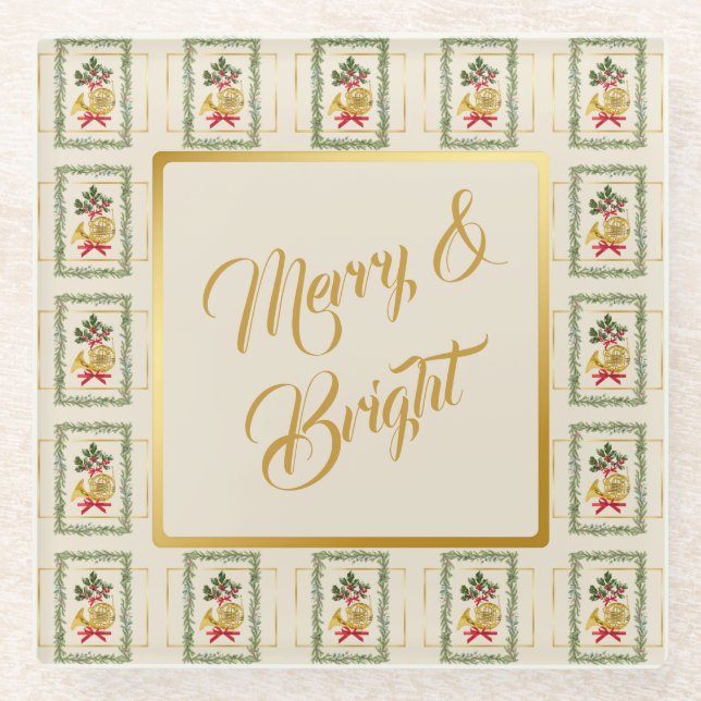 Elegant French Horn Christmas Irish Cream Glasuntersetzer (Vorderseite)