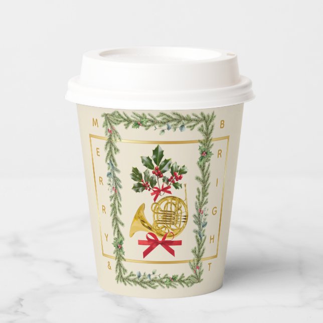 Elegant French Horn Christmas Irish Cream Pappbecher (Vorderseite)