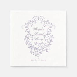 Elegant French Lavender Floral Crest Bridal Shower Serviette