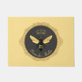 Elegant French Queen Bee Gray Gold Yellow Fußmatte