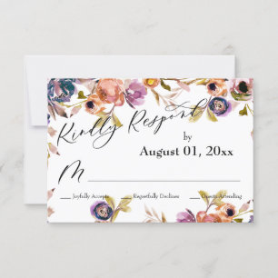 Elegant Freundlich Antworten Aquarell Boho Floral RSVP Karte