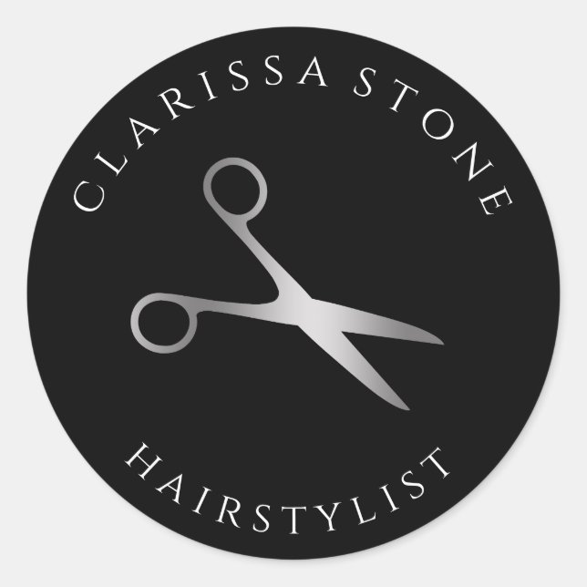 Elegant-Friseursalon Runder Aufkleber (Vorderseite)