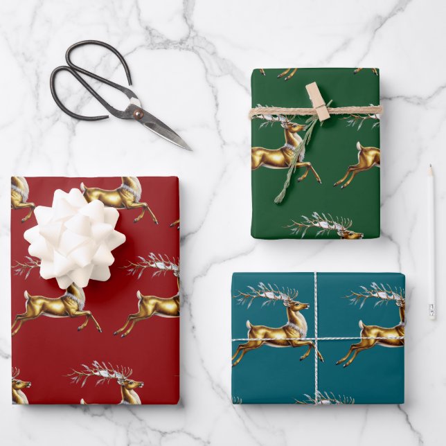 Elegant Frohe Weihnachten Geschenkpapier Set (Vorderseite)