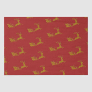 Elegant Frohe Weihnachten Gold Santa Deer Sled Wei Seidenpapier