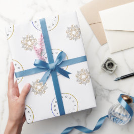 Elegant frohe Weihnachten Gold & Silver Star & Log Geschenkpapier