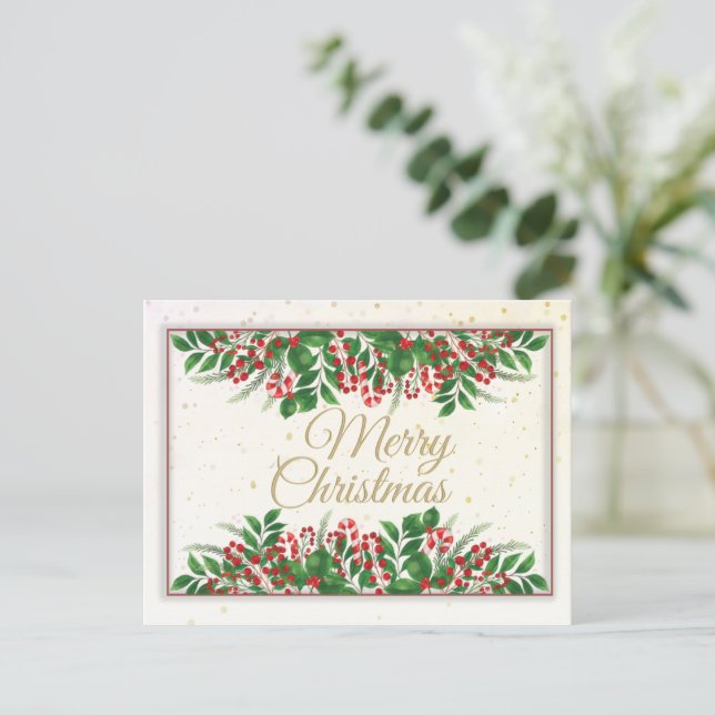 Elegant frohe Weihnachten, Happy Holiday Postcard Postkarte (Stehend Vorderseite)