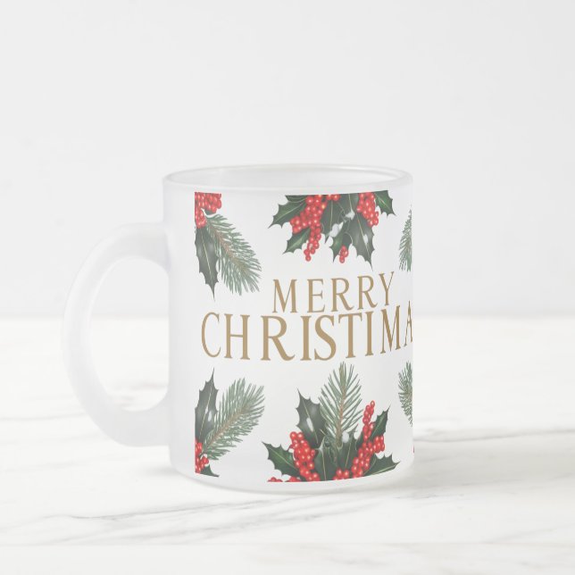 Elegant Frohe Weihnachten Mattierte Glass-Tasse Mattglastasse (Links)