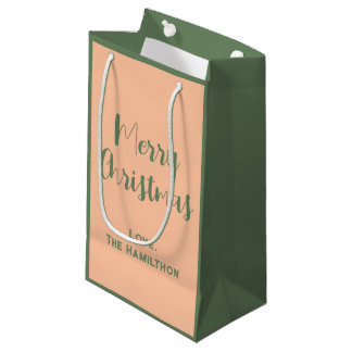 Elegant Frohe Weihnachten Olivenöl Grün & Peach Kleine Geschenktüte
