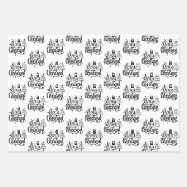 Elegant Frohe Weihnachten Schwarz-weißes Geschenk Geschenkpapier Set