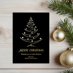 Elegant Frohe Weihnachten Schwarzes Gold Folien Feiertagskarte