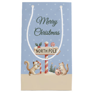 Elegant frohe Weihnachten spielende Kätzchen, Name Kleine Geschenktüte