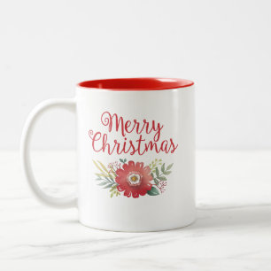 Elegant Frohe Weihnachten Wasserfarben Zweifarbige Tasse