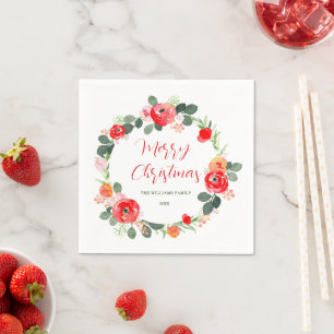 Elegant Frohe Weihnachts-Blume Weihnachten Serviette
