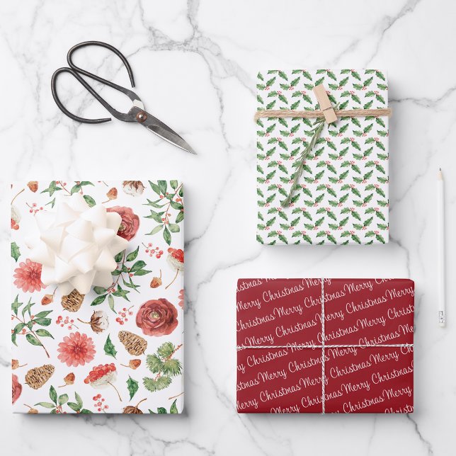 Elegant Frohe Weihnachtsfeiertage Geschenkpapier Set (Elegant Merry Christmas Holiday Wrapping Paper Sheets
)