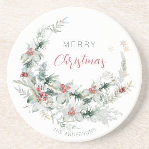 Elegant Frohe Weihnachtszeit Wasserfarbe Coa Getränkeuntersetzer