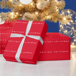 Elegant Fröhlichste Weihnachten Rot UND Weiß Feier Geschenkpapier