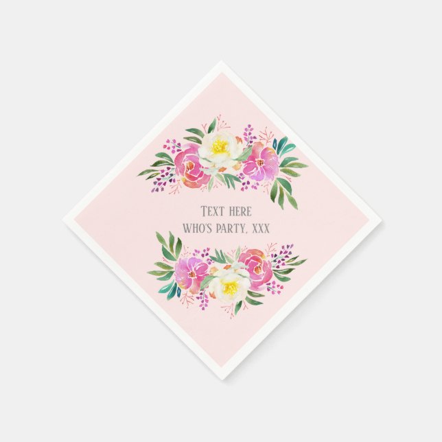 elegant, Frühlingsblumen rosa Blumen Serviette (Ecke)