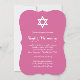 Elegant Fuchsia Bat Mitzvah Einladung
