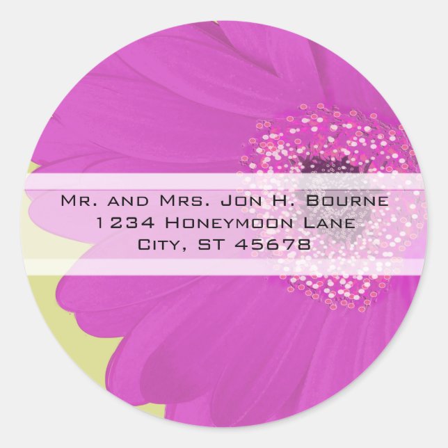 Elegant Fuchsia Gerber Daisy Wedding Stickers (Vorderseite)