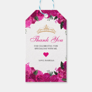 Elegant Fuchsia Pink Gold Floral Vielen Dank Geschenkanhänger