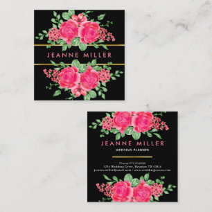 Elegant Fuchsia Pink Rose Blume Hochzeitsplaner Quadratische Visitenkarte