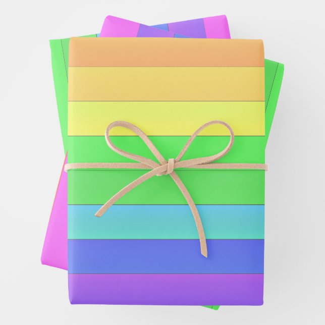 Elegant & Fun Farbenfrohe Regenbogenstreifen Geschenkpapier Set (Beispiel)