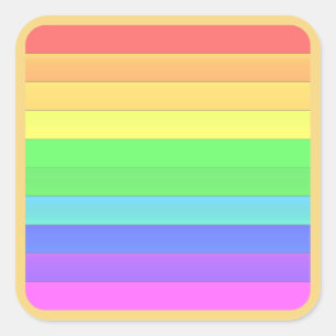 Elegant & Fun Farbenfrohe Regenbogenstreifen Quadratischer Aufkleber