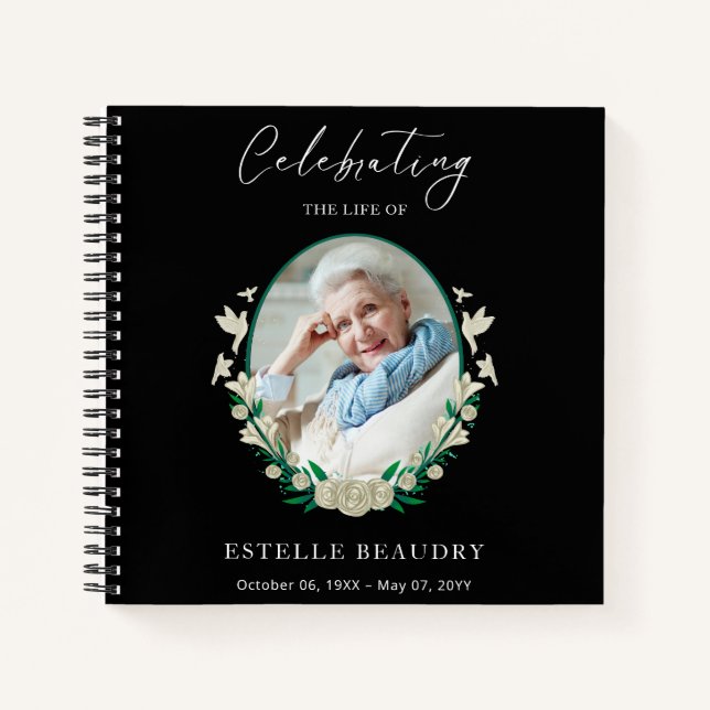 Elegant Funeral Celebration of life Guest Book Notizbuch (Vorderseite)