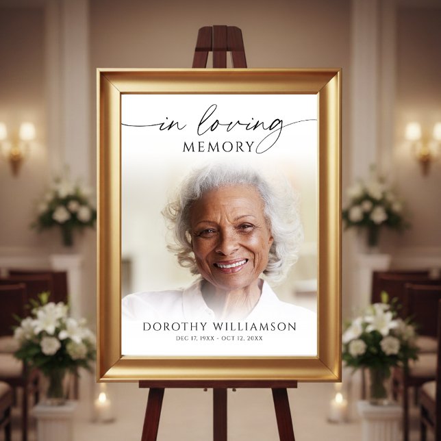 Elegant Funeral Photo In Loving Memory Sign Poster (Von Creator hochgeladen)