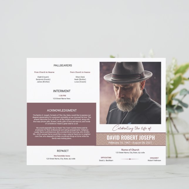 Elegant Funeral Program Template (Stehend Vorderseite)