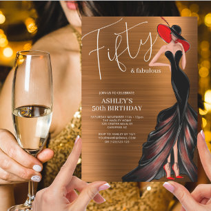 Elegant Fünfzig und Fabulous 50. Geburtstag Einladung