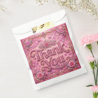 Elegant funkelndes rosa Rosen Danke Geschenktütchen