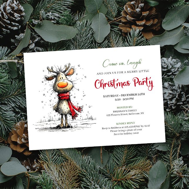 Elegant funny reindeer Christmas party invitation Einladung (Elegant funny reindeer Christmas party invitation

)