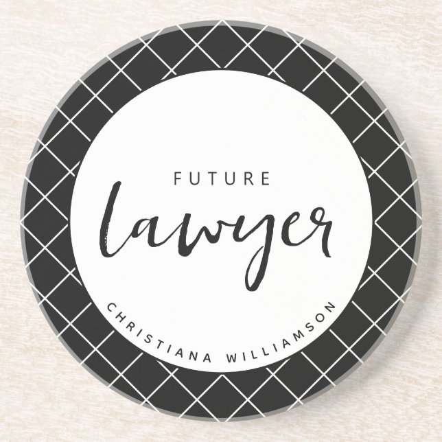 Elegant Future Lawyer Karo Pattern Personalisiert Getränkeuntersetzer (Vorne)