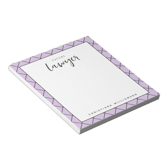Elegant Future Lawyer Karo Pattern Personalisiert Notizblock (angewinkelt)