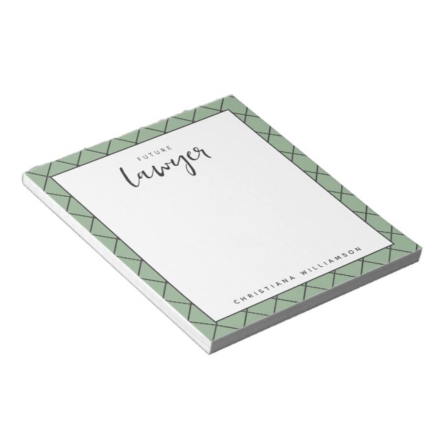 Elegant Future Lawyer Karo Pattern Personalisiert Notizblock (angewinkelt)
