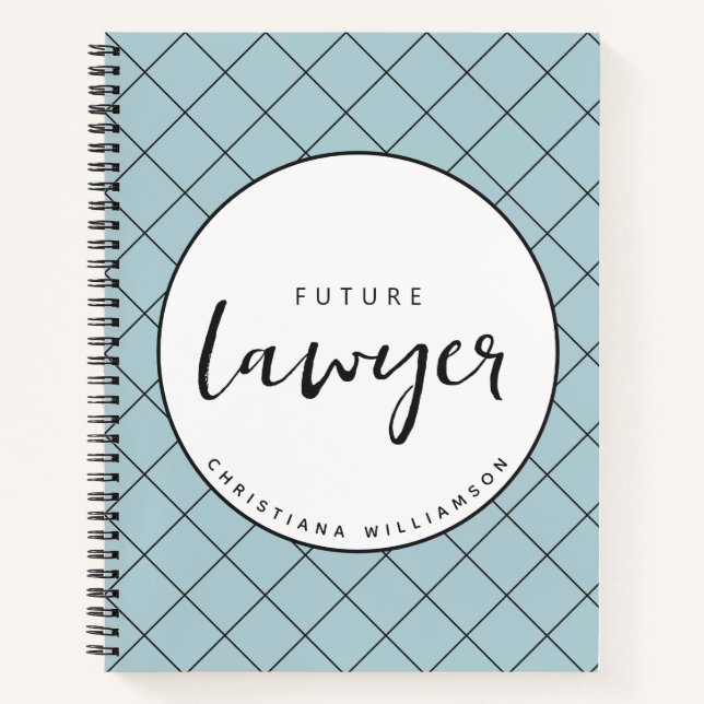 Elegant Future Lawyer Karo Pattern Personalisiert Notizbuch (Vorderseite)
