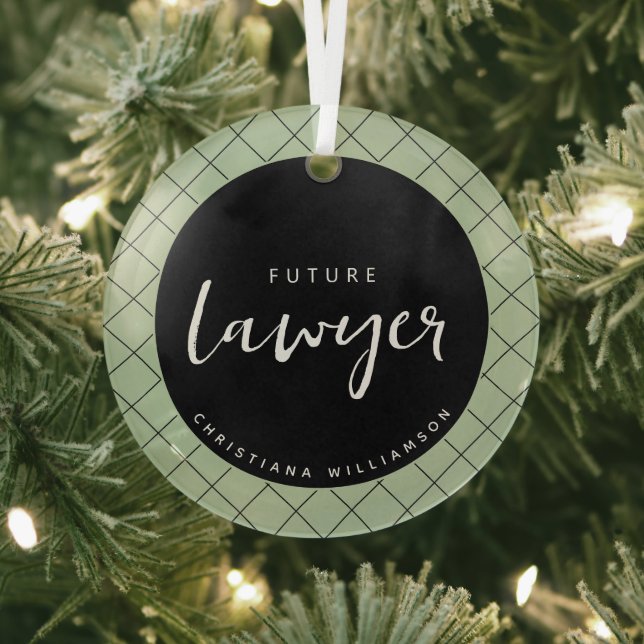 Elegant Future Lawyer Karo Pattern Personalisiert Ornament Aus Glas (InSitu)