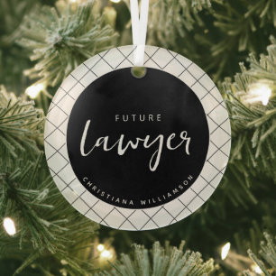 Elegant Future Lawyer Karo Pattern Personalisiert Ornament Aus Glas