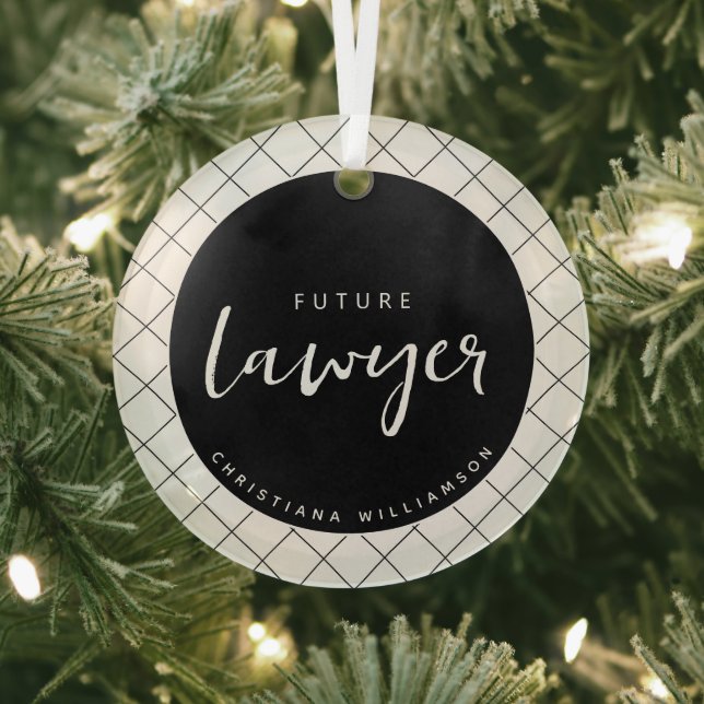 Elegant Future Lawyer Karo Pattern Personalisiert Ornament Aus Glas (InSitu)