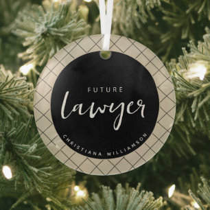 Elegant Future Lawyer Karo Pattern Personalisiert Ornament Aus Glas