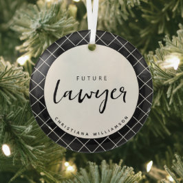 Elegant Future Lawyer Karo Pattern Personalisiert Ornament Aus Glas