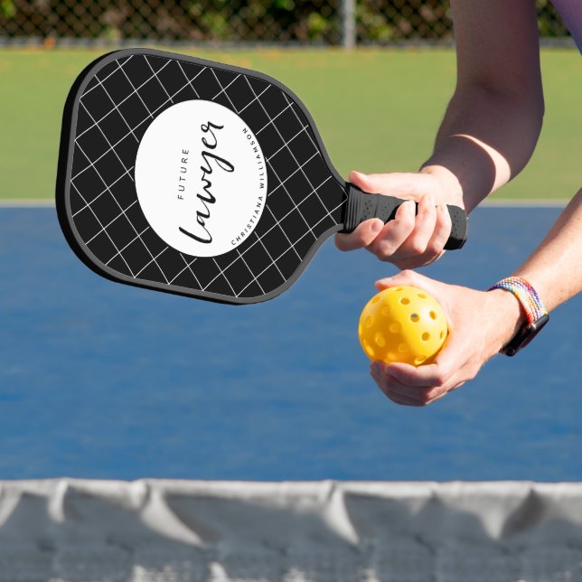 Elegant Future Lawyer Karo Pattern Personalisiert Pickleball Schläger (InSitu)